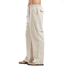 Men's Pants 2023 Cotton And Linen Casual Fashion Elastic Waistband Lace-up Beach