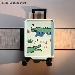 Suitcases Cartoon Fashion Frosted Green Suitcase 20-inch Portable