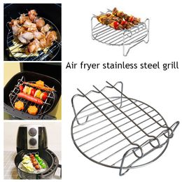 BBQ Tools Accessories 6/7/8 inch tray baking air frying pan rack kitchen grill rack air frying pan accessories baking tray double layer round Barbecue grill 230711