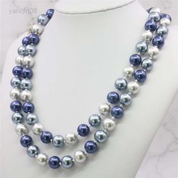 Pendant Necklaces Wholesale Price New Fashion! 35"10 12mm South Sea Shell Pearl Necklace AAA Multicolor beads jewelry making about 85 pcs/strands HKD230712