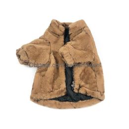 Dog Apparel 2021 Winter Thicken Fur Bldog Coats Ins Fashion Flora Pattern Pets Jackets Christmas Day Gift For Teddy Bichon Drop Deli Dhnfz