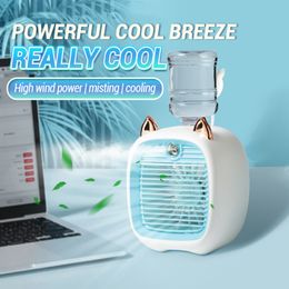 Air Conditioners USB mini air cooler fan water-cooling fan with 3-speed 2-mode spray humidifier purifier suitable for household 230711
