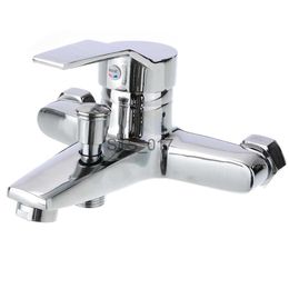 Kitchen Faucets Zinc Alloy Basin Faucets Chrome Wall Mounted Hot Cold Water Dual Spout Mixer Tap Faucet Bath Shower Basin x0712