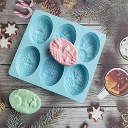 Baking Moulds 6 Bee-shaped Silicone Soap Molds Oval Handmade Flowers And Honey Comb-shaped DIY Cake