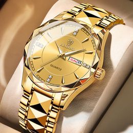Wristwatches Binbond Business Gold Watch For Men Luxury Original Waterproof Stainless Steel Golden Male Relogio Masculino 230712