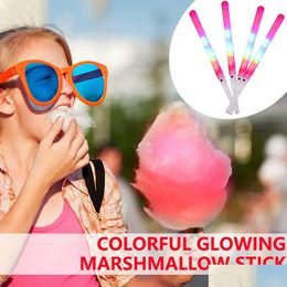 Party Decoration Non-Disposable Food-Grade Light Cotton Candy Cones Colorf Glowing Luminous Marshmallow Sticks Flashing Key Christma Dhngz