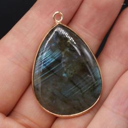 Charms Natural Flash Labradorite Pendants Water Drop Shape For Jewellery Making DIY Necklace Accessories Size 22x40mm