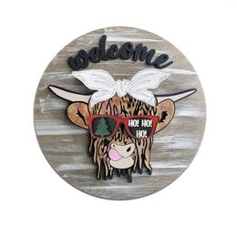 Decorative Flowers 2023 Bull Head Style Choice Holiday Wreath Welcome Card Pendant Easter Christmas Farmhouse Decoration Happy Holidays Door