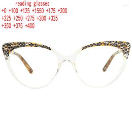 Sunglasses Diamond Bling Reading Glasses For Women Metal Cat Eye Eyeglasses Luxury Rhinestone Anti Blue Light Presbyopia Eyewear XN