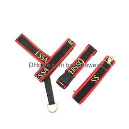 Dog Collars Leashes Designers Og Collar For Small Medium Dogs Leather Edge Stam Chest Harness Strap Traction Rope Set With Letter Dhl85