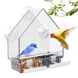 Other Bird Supplies Clear Acrylic Feeder Window Mount With Strong Suction Cup Seeds Tray Outdoor For Finch Bluebird