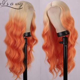 Synthetic Wigs I's A Wig Long Wavy Blonde Orange For Women Black Brown Red Highlight Party Cosplay Heat Resistant Fibre