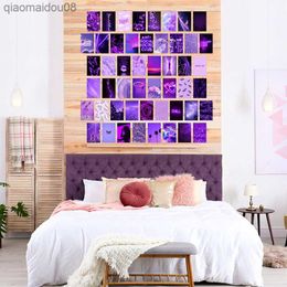 50Pcs Purple Aesthetic Wall Collage Print Kits Neon Warm Colour Home Bedroom Living Room Dorm Wall Decorations for Girls L230704