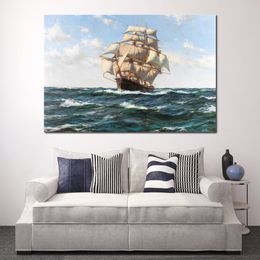 Handcrafted Canvas Art Chrysolite in Full Sail Montague Dawson Painting Maritime Melodies Modern Wall Decor