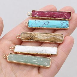 Pendant Necklaces Natural Stones Rectangle White Turquoise Gemstone Charms For Jewellery Making Diy Handmade Necklace Bracelet Accessories