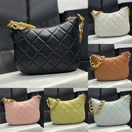 Chain Shoulder Bag Luxury Designer Women Quilted handbag Hobo bag totes Gold Metal Hardware Real Leather Zipper Purse k2k5#
