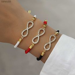 2023 New Hot Pave Zirconia Infinite Sign Bowknot Bracelet Women Adjustable Colourful Rope Charm Bracelet For Women Jewellery Gift L230704