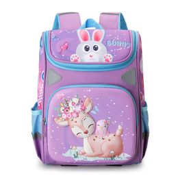 School Bags Cute Cartoon Deer Girls School Bags Princess Purple Nylon Children Backpacks For Primary School Students Schoolbag Kids Satchels 230712