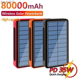 80000mAh Wireless Solar Power Bank Portable Fast Charging Powerbank 4 USB LED External Battery for Iphone Xiaomi Samsung L230712