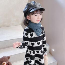 Girl Dresses Girls Sweater Dress Heart Pattern Casual Style Children Toddler Costume