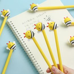 6Pcs Mini Flying Yellow Honey Bee Pen Ballpoint Black Gel Ink Roller Ball Pens For Writing Cute Office School Supplies H6983