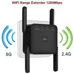 Routers 5 Ghz WiFi Extender Long Range Wireless WIFI Booster AC1200 Adapter 1200Mbps Wi Fi Amplifier 802 11N Wi Fi Signal Repeator 230712