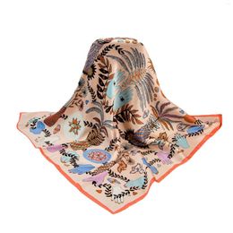 Scarves Fashion Hand Forest Silk Square Scarf 60cm Headband Hairbands Hair Hoop Accessories For Women Lady Head Neck Satin