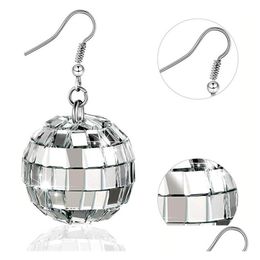 Dangle Chandelier 24Mm Disco Ball Earring Retro 70S Party Jewellery Sier Earrings For Women Drop Delivery Dhkel