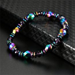 Colourful Magnetic Bracelet Beads Hematite Stone Therapy Health Care Magnet Hematite Beads Bracelet Woman Men Jewellery