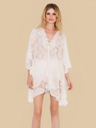 Casual Dresses 2023 Lace Beach Pareo Beachwear Swim Suit Cover Up Playa Tunics For Tunic Swimwear Women Dress Q878