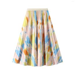 Skirts 2023 Spring Summer Korean Printed Skirt Women High Waist Sexy Mini School Short Pleated Kawaii Japanese Colorful
