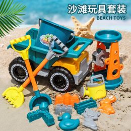 Sand Play Water Fun Children'S Summer Beach Toy Car Playing With Water Dredging Sand Castle Bucket Hourglass Tool Set 230712