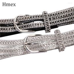 Belts Luxury Women Shiny Rhinestone Diamond Belt Waist Chain Fashion Long Transparent Waistband Silver Metal Straps