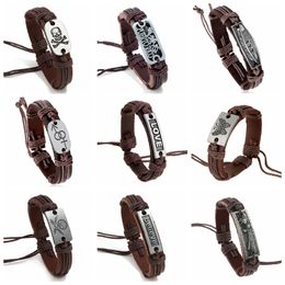 Brand New Leather Wrist Id Bracelets Handamde Adjustable Real Leather Rope Bracelets Jewellery Boys Girls Promotion Factory Outlet