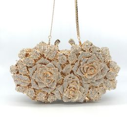 Evening Bags Golden Silver Color Stones Money Clutch Bag Women Crystal Clutches Bridal Handbags Wedding Party Cocktail Minaudiere Purse 230711