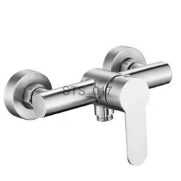 Kitchen Faucets 1 Pcs Stainless Steel Shower Faucet Hot And Cold Water Mixer Wall Mounted Metal Handle Wall Mounted Concealed Faucet x0712