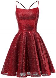 Short Homecoming Dresses Sequines Lace-up A-Line Backless Spaghetti Strapless Party Gowns Princess Plus Size Mini Birthday Prom Graudation Cocktail Party Gowns 54