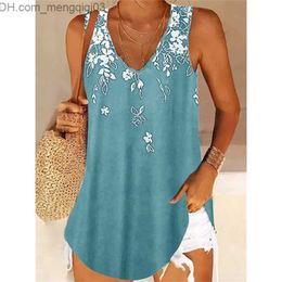 Women's T-Shirt S-5XL Women's Fashion T-shirt Summer Sleeveless Tank Top Casual Print Extra Large Women's V-neck T-shirt 2023 New Z230713