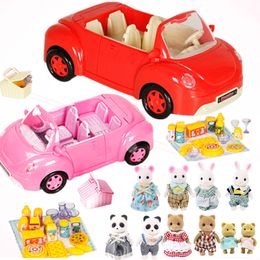 Kitchens Play Food Miniature Forest Animal Family 1 12 Dolls Picnic Car Action Figure dollhouse miniature cartoon Pretend Play Set Birthday gift 230712