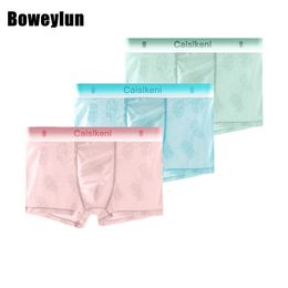 Underpants Boweylun Ice Silk Mesh Breathable Quick Dry Boxer Briefs Men's Summer Comfortable Skin-friendly Underwear 230711