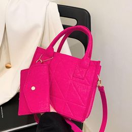 Evening Bags Solid Color Small Square Bag Felt Shoulder Simple Trend For Spring Women