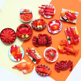 Fridge Magnets Creative personality 3D lobster crab cute food magnetic refrigerator fridge magnet sticker room home decoration collection gift 230711