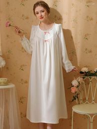 Women's Sleepwear Women Spring Autumn Long Sleeve Vintage Nightwear Lolita Ruffles Princess Nightgown Cotton Fairy Victorian Night Dress