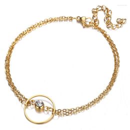 Charm Bracelets MinaMaMa Simple Stainless Steel Double Layer Chain Crystal Bracelet For Women Bride Jewellery Gift