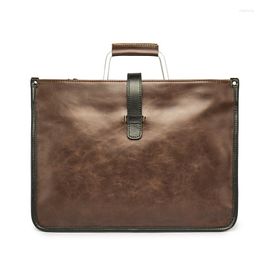 Briefcases Vintage Leather Brown/Black Men Briefcase Business Laptop Tote Bag Men's Messenger Bags Shoulder Large Handbag
