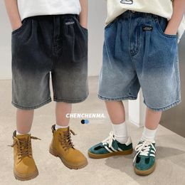 Shorts Boys Cargo Summer Children Jeans Loose Straight Casual Short Pants Elastic Waist Trousers 4 14 Years Kids Clothes 230711