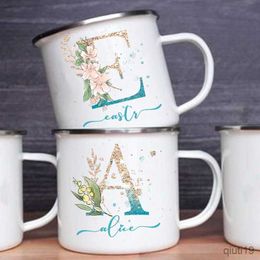 Mugs Personalised Mug Floral Initial with Name Cup Custom NameTea Coffee Chocolate Mug Bride Bridesmaid Mothers Day Gifts for Her R230712