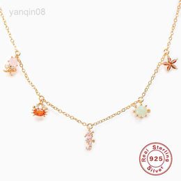 Pendant Necklaces MC 925 Sterling Silver Necklaces 2022 Trendy Summer Beach Zircon Marine Octopus Starfish Animal Necklace Charms for Jewerly Gift HKD230712