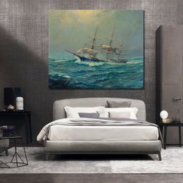 Sailing Ships Canvas Art Wild Ranger Frank Vining Smith Painting Hand Painted Romanticism Living Room Decor