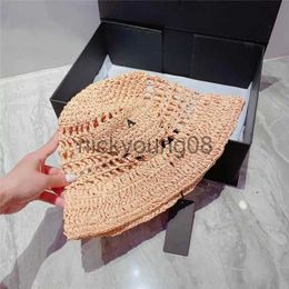 Wide Brim Hats Bucket Hats spring raffia bucket hats designers wide brim sunhat straw weaving caps bonnet fisherman hat luxury men women beach Strawhat woven p Cap x07